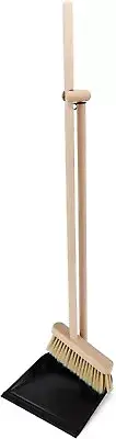 Compact and Durable Beechwood Broom with Freestanding Dustpan - Efficient Clean