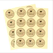 Kraft Seal Sticker France Hand Made Circle Point Sticker Self-adhesive DIY Paper Label Stationery Sticker