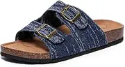 [PRIMNICE] Women's Comfy Arch Support Cork Footbed Adjustable Knitting Straps Indoor and Outdoor Slides Sandals