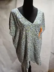 Womens Hilary Radley V Neck Geometric Print Short Sleeve Blouse