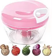 Manual Food Chopper for Vegetable Fruits Nuts Onions Chopper Upgraded Hand Pull Mincer Blender Mixer Food Processor (Pink)