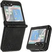 JayModCase Case for Samsung Galaxy Z Flip 5 with Screen Protector, Flip Wallet PU for Galaxy Z Flip 5 cover [Card Holder] [Magnetic Closure] [Kickstand] 360 Shockproof Protective Case - Black