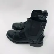 Equistar Childrens Zipped Paddock Boot Black Synthetic Leather USA Size 2 NEW WB