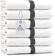 [DAN RIVER] Towels 6 Pack Bath Towel Set (22x44 in), 400 GSM 100% Cotton, Quick Dry, Highly Absorbent, Soft Feel Towel, Gym, Spa, Bathroom, Shower, Pool, Luxury Soft Towels (Gray, White)
