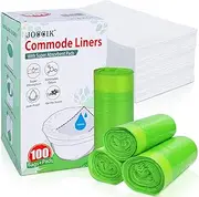 Bedside Commode Liners with Super Aborbent Pad, 100bags+100pads for Bedside Toilet Chair Bucket