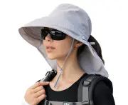 Top Women'S Men'S Sun Hat Can Be Rolled Wide Brimmed Gardening Cap With Neck Flap,Light Gray