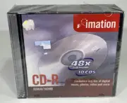 10 PACK Imation CD-R 48X 80MIIN/700MB CDs w/ Jewel Cases - Burn Music MP3 Photos
