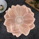 Wipeable Place Mats Elegant Flower Pvc Placemats for Dining Table Set Round