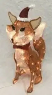 32" LIGHTED GLITTER FOX PRE LIT 70 LIGHTS OUTDOOR CHRISTMAS DECORATION