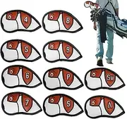 Iron Head Covers for Golf Clubs - 10x PU Leather Golf Iron Headcovers with Number - Portable Sports Accessories Putter Protector for Lawn Court Training