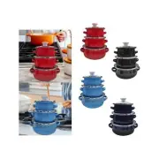 3x Enamel Mini Pot Set Kitchen Cookware Multifuctional Universal Mini Enamel Pot