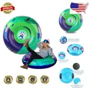 Green Luxury Heavy Duty Snow Tube with Dual Handles - Ultimate Sled for Families