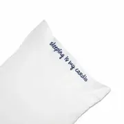 2 Chatter Box Sleeping Is My Cardio Standard Pillowcases Indigo Blue Embroidery