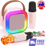 Mini Karaoke Machine w/ 2 Wireless Mic for Kid&Adults Portable Bluetooth SpeakWH