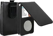 Leather Case for Apple iPod Video Classic 80G and 120G Wallet Protective with Movable Belt Clip Black