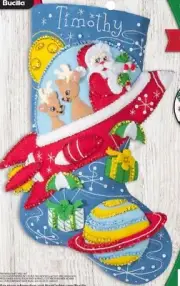 DIY Bucilla Rocket Ship Santa Space Christmas Felt Stocking Kit
