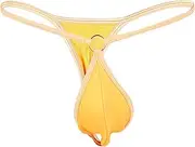 [Generic] Men'S G-String Thong Breathable Sexy Pouch U Convex Thong Underwear Solid Color Metal Ring Belt T-Back Thongs Lingerie