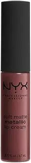 NYX PROFESSIONAL MAKEUP Soft Matte Metallic Lip Cream, Liquid Lipstick - Rome (Medium Nude With Red Undertone)