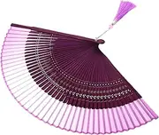 HIAKDOFT Chinese Style Portable Gradient Color Folding Hand Fan with Tassel Elegant Handheld Fan for Weddings Events and Home Decoration Design Gradient