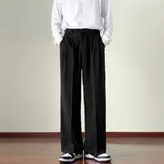 Mid Rise Plain Wide Leg Dress Pants Black - S