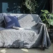 Homcosan Sofa Slipcovers Towel Cover Cotton Knit Geometrical Couch Cover for 4 Seat Cushion Couch Furniture Pet Protector Stylish Throws for Sectional Couch(Grey, Sofa-4 Seater)