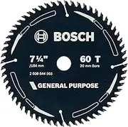 Bosch Accessories 1x General Purpose Circular Saw Blade (for Softwood, Hardwood, Ø 184 mm - 7 1/4 inch, 60 Teeth, +2X Reduction Rings Professional Accessories for Circular Saws from Most Brands)