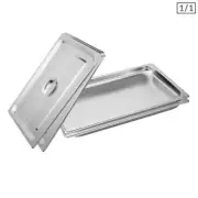 NNEAGS 2X GN Pan Full Size 1/1 GN Pan 2cm Deep Stainless Steel Tray With Lid
