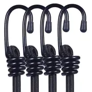 Bungee Cords Heavy Duty Outdoor 2Ft Bungee Straps with Hooks Black Bunji Cord 24