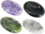 HOUDERCO 4Pcs Natural Crystal Worry Stone Massage Plates for Face Neck Multi Functional Scraping Tools for Smooth Edges for Safe Use