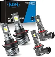 KDM LED Bulbs Combo Pack,100W High Power 600% Brightness CSP Chip Fit for 2004-2014 Ford F150 F250 F350,6000K White High/Low Beam Fog Light Replacement Blubs,4 Pack