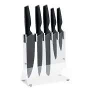 5 Piece Knife Set with Acrylic Storage Block for Kitchen, Stainless Steel Bla...