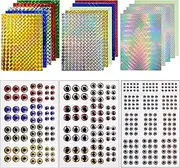Fishing Lure Sticker and Fish Eyes, 342Pcs Holographic Adhesive Flash Lure Tape 3D 4D 5D Realistic Fishing Lure Eyes for Fishing Lure Making DIY Crafts Tool