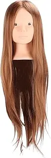 Long Hair Mannequin Head, Light Brown Sythetic Fiber Fake Hair Cosmetology Manikin Doll Head Training Head for Salon Braiding