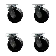 6 Inch Dual Polyolefin Wheels Swivel Caster Set with Ball Bearing Service Caster