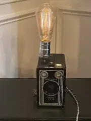 Vintage Lamp 1940s KODAK BROWNIE Target SIX-16 Box Camera 40w Edison Bulb Dimmer