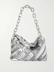 [RABANNE] RABANNE - Embellished Metallic Leather Shoulder Bag - Silver - One size One size Silver