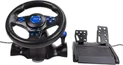Game Racing Wheel, 180 Degree Universal USB Car Sim Racing Steering Wheel with Pedals, Dual Motor Feedback Driving Force Multifunctional PC Racing Wheel for PS3, for PS2, for PC