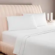 600 Thread Count 100% Long Staple Soft Egyptian Cotton SheetSet 4 Piece Set QUEEN SHEETSupto 17 Deep Pocket Smooth & Soft Sateen Weave Deep Pocket Luxury Hotel Collection Bedding WHITE