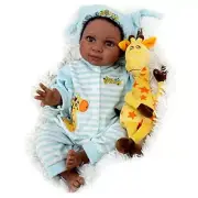 Black Reborn Baby Dolls Boy 22 Inch Lifelike Black Silicone Baby Dolls Giraffe