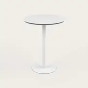 Recess High Cafe Table | Round Bar Seat Table | Collaboration Desk, White / White