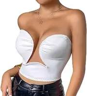 [ZTRZHCHYA] Fashion Womens Sexy Hollow Pleated Backless Corset Crop Tops Bustiers Top Summer Low-cut Streetwear Top Camisole