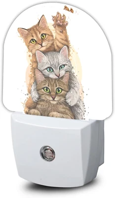 Funny Cats Night Light,Night Lights Plug into Wall, Dusk to Dawn Sensor LED Lamp