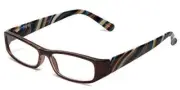 Calabria 734 Reading Glasses w/Wavy Striped Design&Matching Case in Brown +3.00