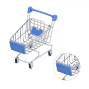 Mini Supermarket Handcart Blue Sturdy Shopping Cart For Home Kitchen Office