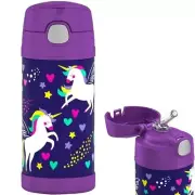 Genuine! THERMOS Funtainer 355ml Vacuum Insulated Beverage Bottle Purple Unicorn