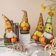 Fall Pumpkin Head Faceless Gnome Decoration, Creative Plush Tabletop Figurine, Autumn Holiday Gnome Doll Ornament for Home Office Seasonal Display