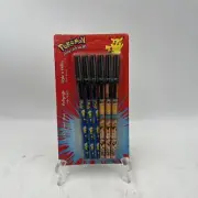 Vintage 1999 POKEMON 6 Ball Point Pens Black Ink Pikachu NINTENDO NOS