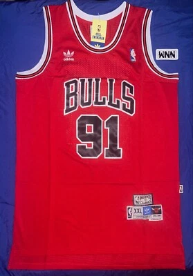 Chicago BULLS NBA #91 Rodman RED ADIDAS Jersey XXL QLD Seller