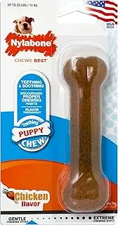 Nylabone N200P Chicken Bone Chew Toy, Regular Brown Puppy Up to 25 Lbs.