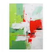 Abstract Painting Green Red Canvas Print